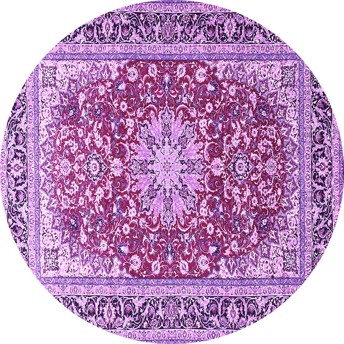 Round Medallion Purple Traditional Rug, tr4761pur