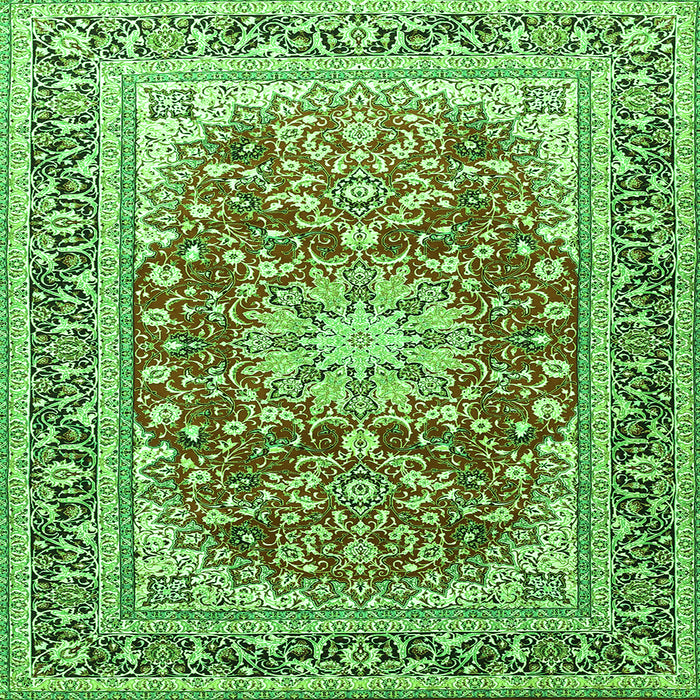 Serging Thickness of Medallion Green Traditional Rug, tr4761grn
