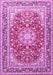 Machine Washable Medallion Pink Traditional Rug, wshtr4761pnk