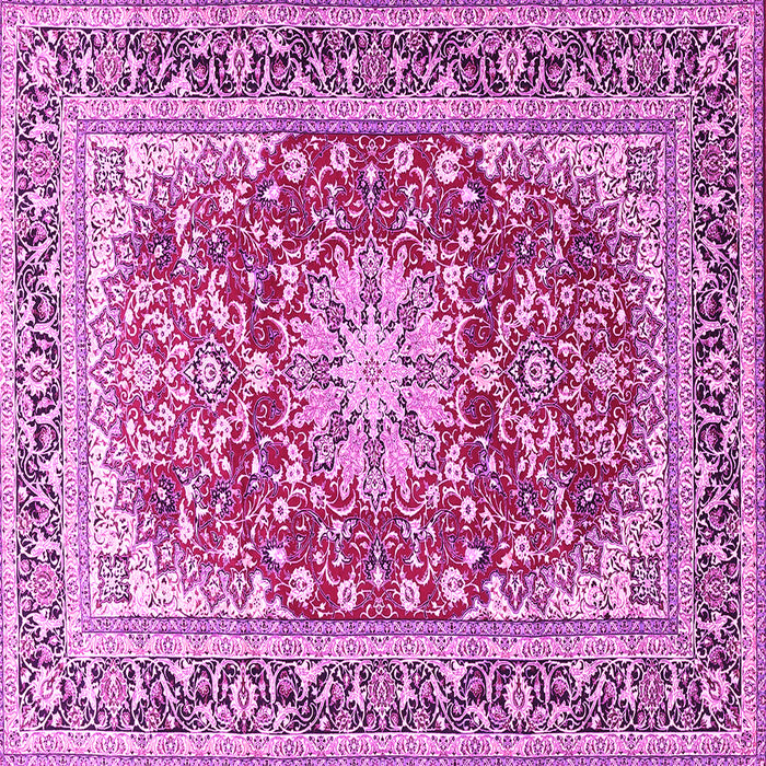 Square Machine Washable Medallion Pink Traditional Rug, wshtr4761pnk