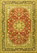 Machine Washable Medallion Yellow Traditional Rug, wshtr4761yw