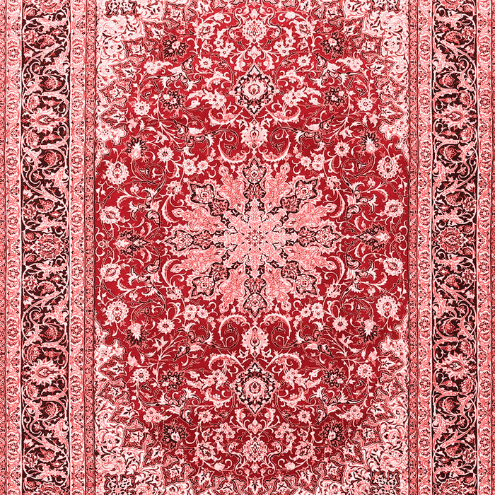 Machine Washable Medallion Red Traditional Rug, wshtr4761red