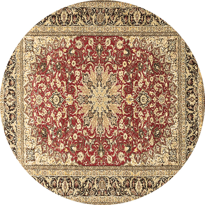 Round Medallion Brown Traditional Rug, tr4761brn
