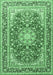 Machine Washable Medallion Emerald Green Traditional Area Rugs, wshtr4761emgrn