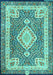 Machine Washable Medallion Turquoise Traditional Area Rugs, wshtr4762turq