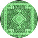 Round Medallion Emerald Green Traditional Rug, tr4762emgrn