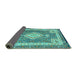 Sideview of Medallion Turquoise Traditional Rug, tr4762turq