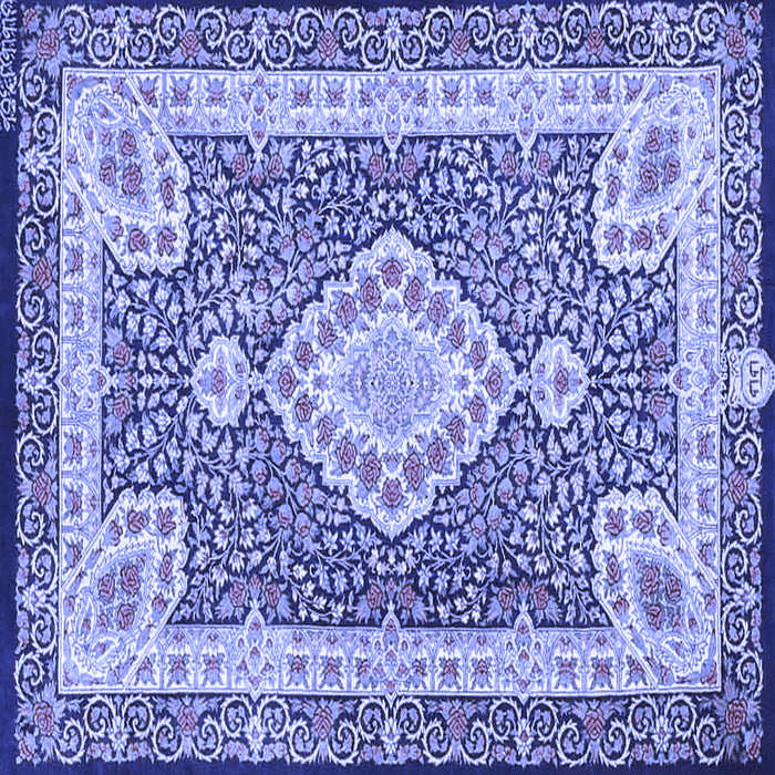 Square Machine Washable Medallion Blue Traditional Rug, wshtr4762blu