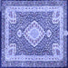 Square Machine Washable Medallion Blue Traditional Rug, wshtr4762blu