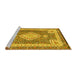 Sideview of Machine Washable Medallion Yellow Traditional Rug, wshtr4762yw