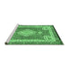 Sideview of Machine Washable Medallion Emerald Green Traditional Area Rugs, wshtr4762emgrn