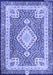 Machine Washable Medallion Blue Traditional Rug, wshtr4762blu