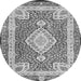 Machine Washable Medallion Gray Traditional Rug, wshtr4762gry