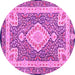 Round Medallion Pink Traditional Rug, tr4762pnk