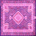 Square Machine Washable Medallion Pink Traditional Rug, wshtr4762pnk