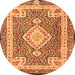 Square Medallion Orange Traditional Rug, tr4762org