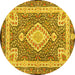 Round Medallion Yellow Traditional Rug, tr4762yw