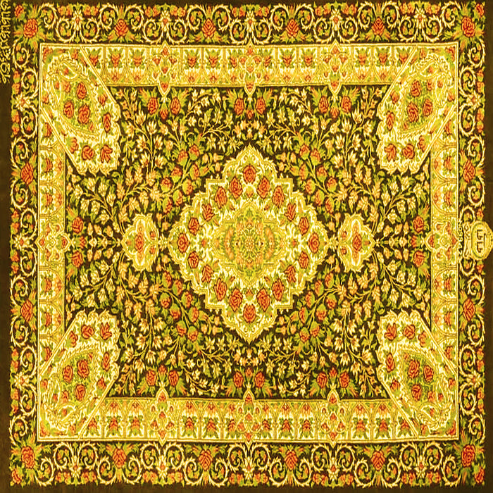 Square Medallion Yellow Traditional Rug, tr4762yw