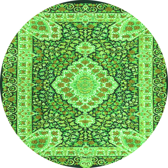 Square Medallion Green Traditional Rug, tr4762grn