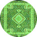 Square Medallion Green Traditional Rug, tr4762grn