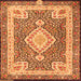 Serging Thickness of Medallion Orange Traditional Rug, tr4762org