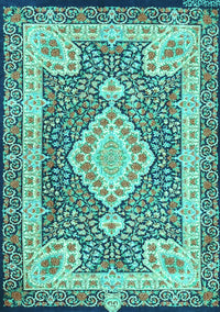 Medallion Turquoise Traditional Rug, tr4762turq