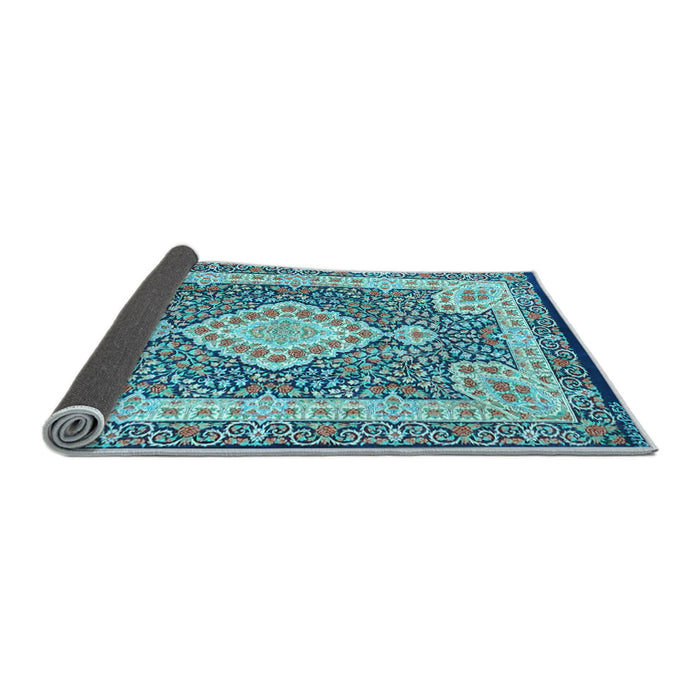 Sideview of Medallion Light Blue Traditional Rug, tr4762lblu