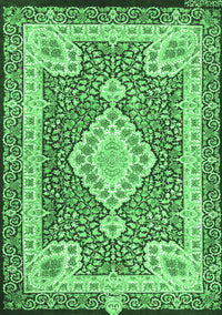 Medallion Emerald Green Traditional Rug, tr4762emgrn