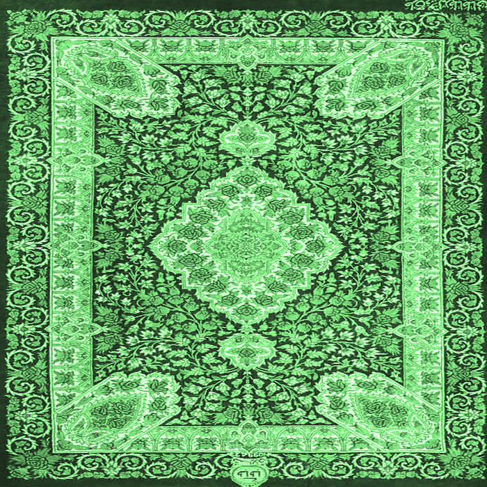 Square Medallion Emerald Green Traditional Rug, tr4762emgrn