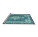 Sideview of Machine Washable Medallion Light Blue Traditional Rug, wshtr4762lblu