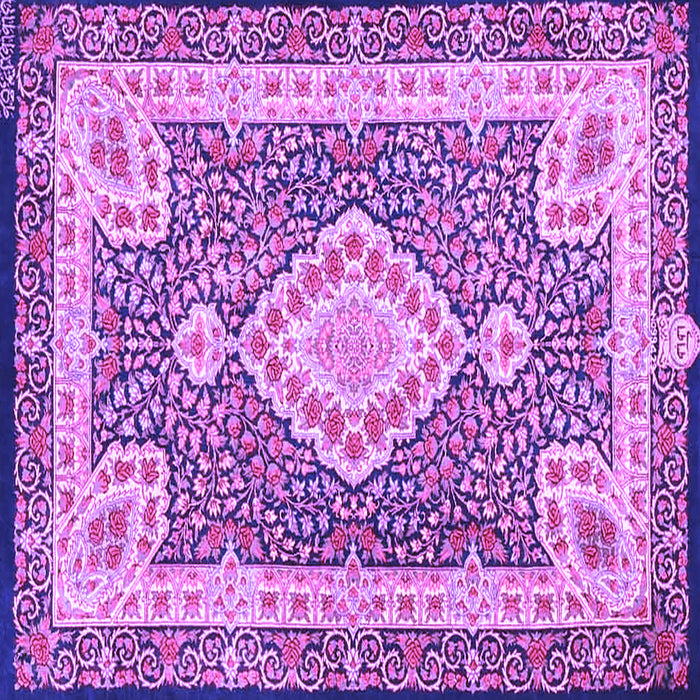 Square Machine Washable Medallion Purple Traditional Area Rugs, wshtr4762pur