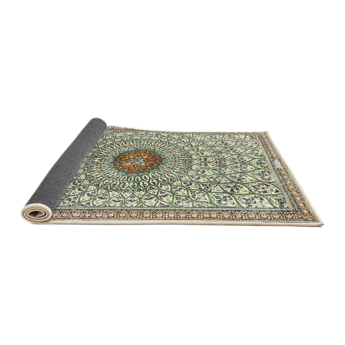 Sideview of Traditional Dark Green Medallion Rug, tr4763