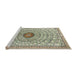 Sideview of Machine Washable Traditional Dark Moccasin Green Rug, wshtr4763