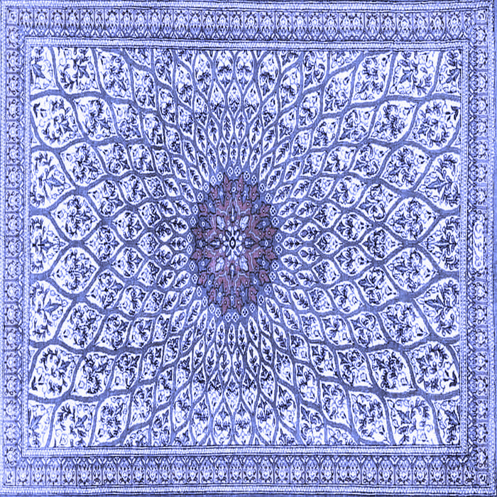 Square Medallion Blue Traditional Rug, tr4763blu
