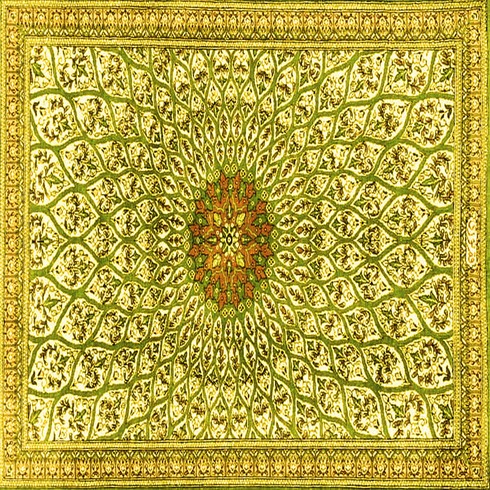 Square Medallion Yellow Traditional Rug, tr4763yw