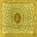 Square Medallion Yellow Traditional Rug, tr4763yw