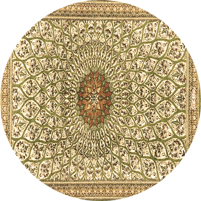 Round Medallion Brown Traditional Rug, tr4763brn
