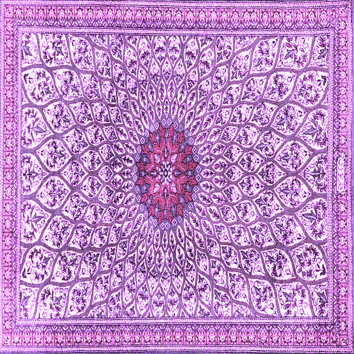 Square Machine Washable Medallion Purple Traditional Area Rugs, wshtr4763pur