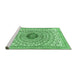 Sideview of Machine Washable Medallion Emerald Green Traditional Area Rugs, wshtr4763emgrn