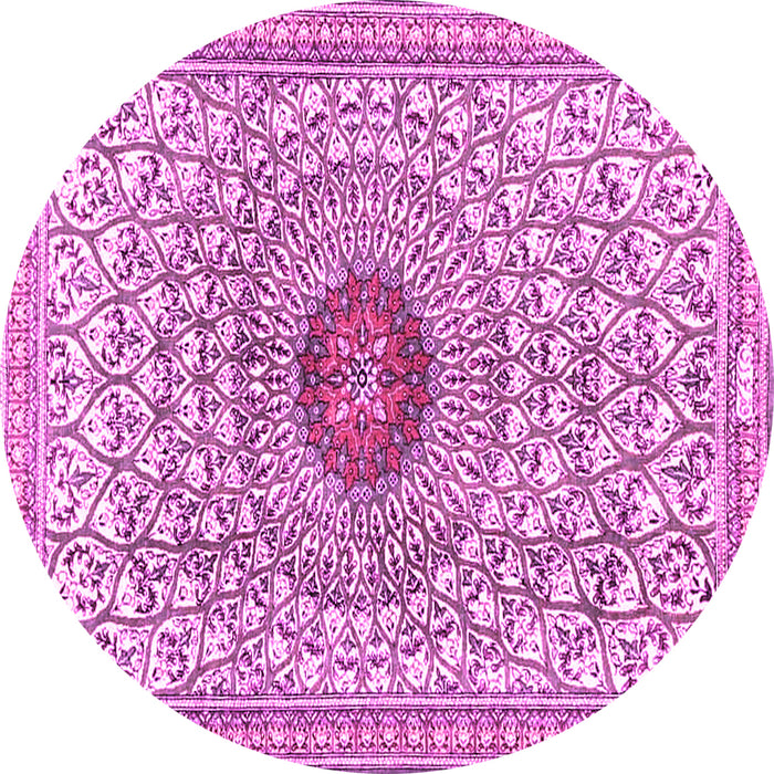 Round Medallion Pink Traditional Rug, tr4763pnk