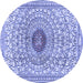 Round Medallion Blue Traditional Rug, tr4763blu