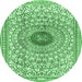 Round Medallion Emerald Green Traditional Rug, tr4763emgrn