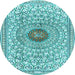 Round Medallion Light Blue Traditional Rug, tr4763lblu