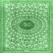 Square Machine Washable Medallion Emerald Green Traditional Area Rugs, wshtr4763emgrn