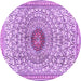 Round Medallion Purple Traditional Rug, tr4763pur