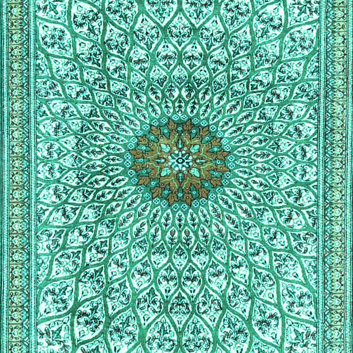 Machine Washable Medallion Turquoise Traditional Area Rugs, wshtr4763turq