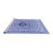 Sideview of Machine Washable Medallion Blue Traditional Rug, wshtr4763blu