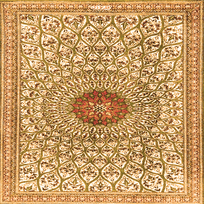 Serging Thickness of Medallion Orange Traditional Rug, tr4763org