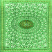 Round Machine Washable Medallion Green Traditional Area Rugs, wshtr4763grn