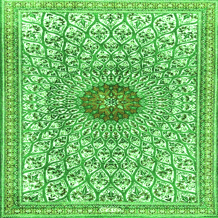 Serging Thickness of Medallion Green Traditional Rug, tr4763grn